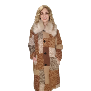 Define - Uldfrakke Malou - camel med fake pelskrave