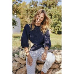 FREE/QUENT - FQBOYA - Bluse med hulmnster - bl