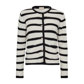 FREE/QUENT FQCOTLA - Strik Cardigan - hvid/sort stribet