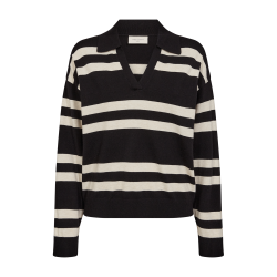 FREE/QUENT - FQFLOW Stribet Pullover - bl og beige