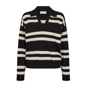 FREE/QUENT - FQFLOW Stribet Pullover - bl og beige