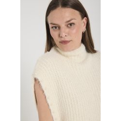 FREE/QUENT - FQGRSLULU Strikvest - Moonbeam Melange - Offwhite