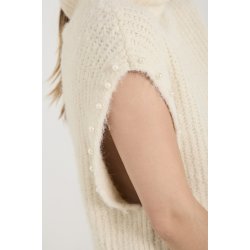 FREE/QUENT - FQGRSLULU Strikvest - Moonbeam Melange - Offwhite