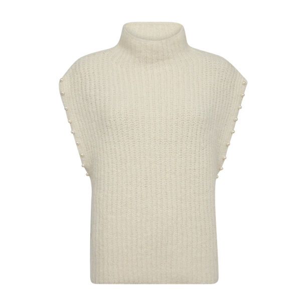FREE/QUENT - FQGRSLULU Strikvest - Moonbeam Melange - Offwhite