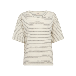 FREE/QUENT FQHILLE - T-shirt med korte rmer - sand med sorte striber