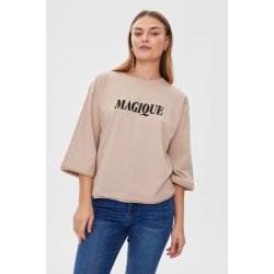 FREE/QUENT - FQKASSY - Pullover med print - beige og sort