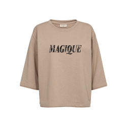 FREE/QUENT - FQKASSY - Pullover med print - beige og sort