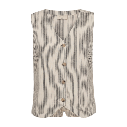 FREE/QUENT - FQLAVARA - Stribede Vest i hrblanding - beige
