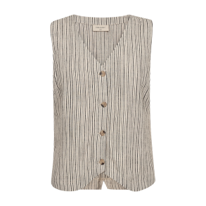 FREE/QUENT - FQLAVARA - Stribede Vest i hrblanding - beige