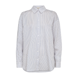 FREEQUENT - FQSHAGY Skjortebluse - hvid med bl striber og en lille blomst p sikkerhedsnl