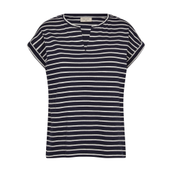 FREE/QUENT FQVIVA - T-Shirt med striber - bl og hvid
