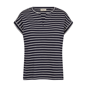 FREE/QUENT FQVIVA - T-Shirt med striber - bl og hvid