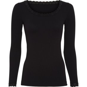 Tim&Simonsen - Frida microfiber bluse - sort rib med lange rmer
