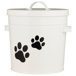 Ib Laursen - Spand m/ lg til hundemad - hvid m/potemotiv 5 ltr.