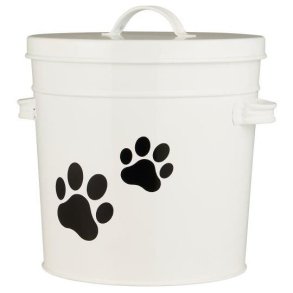 Ib Laursen - Spand m/ lg til hundemad - hvid m/potemotiv 5 ltr.