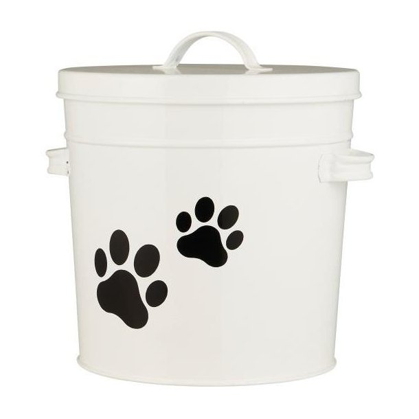 Ib Laursen - Spand m/ lg til hundemad - hvid m/potemotiv 5 ltr.