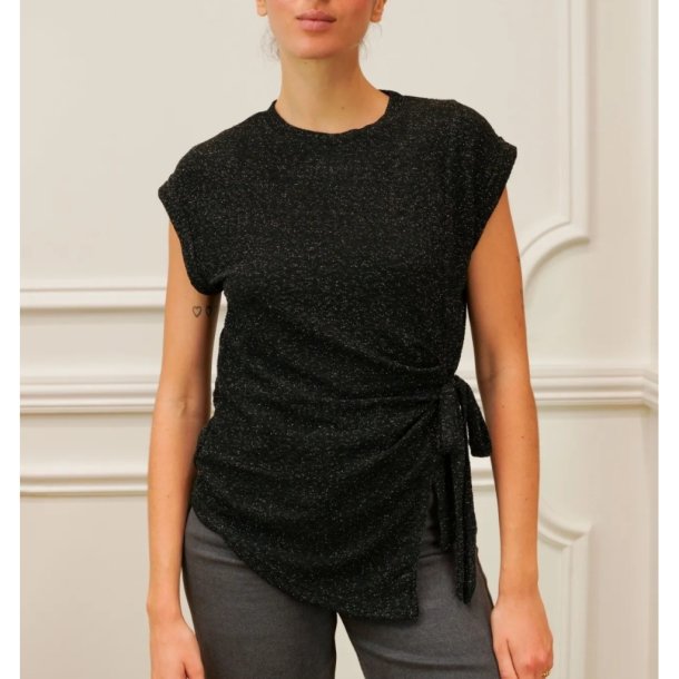 Lecoco - Jana Bluse - sort med slv glimmer