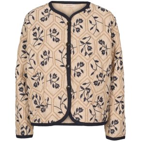 Lecoco - Zindi Jakke - kort model - beige med bl broderimnster