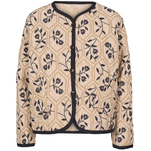 Lecoco - Zindi Jakke - kort model - beige med bl broderimnster