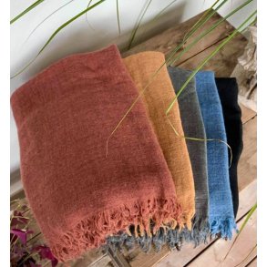 Lisbeth Merrild - Trklde uld/viskose - bl, gr, camel, sort, rust