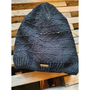 Lisbeth Merrild - Strik Hue - sort med fleece for