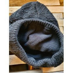 Lisbeth Merrild - Strik Hue - sort med fleece for