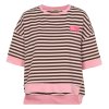 Lecoco - Harper Sweatbluse - stribet rosa og brun i loose fit