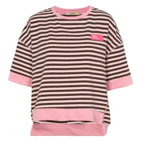 Lecoco - Harper Sweatbluse - stribet rosa og brun i loose fit
