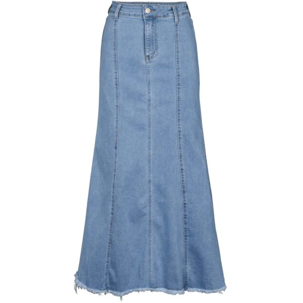 Lecoco - Aliva Denim Nederdel - lang model med r kant forneden