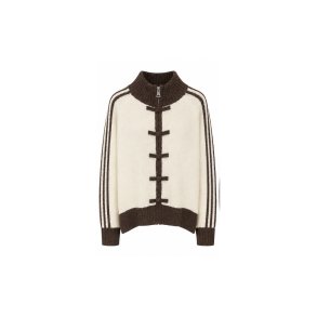 Lecoco - ELica Strik Cardigan - off white m/brun