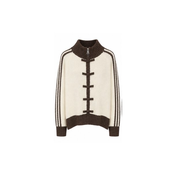 Lecoco - ELica Strik Cardigan - off white m/brun