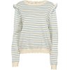 Lecoco - Gwen Strikbluse - beige med lysebl� striber og knapper bagp�