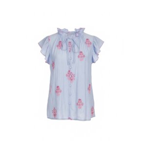 Lecoco - Maddy Top - lysebl� m/pink broderier