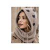 Lisbeth Merrild - Balaclava - beige m/brune hjerter - OneSize