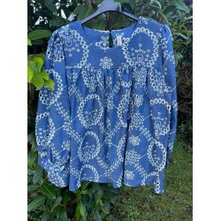 Lisbeth Merrild - Denim Bluse - denim bl med hul mnster - OneSize