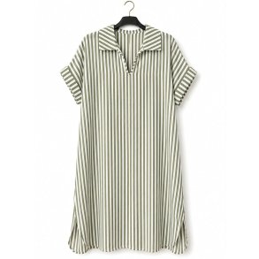 Lisbeth Merrild - Kjole viskose/h�r - OneSize - army/hvid stribet