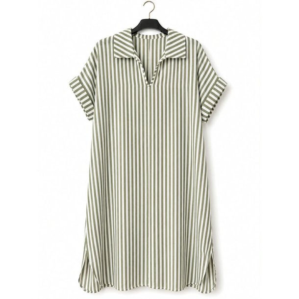 Lisbeth Merrild - Kjole viskose/h�r - OneSize - army/hvid stribet