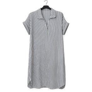 Lisbeth Merrild - Kjole viskose/h�r - OneSize - bl�/hvid stribet
