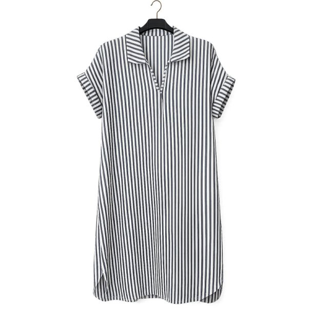 Lisbeth Merrild - Kjole viskose/h�r - OneSize - bl�/hvid stribet