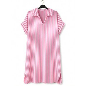 Lisbeth Merrild - Kjole viskose/h�r - OneSize - pink/hvid stribet