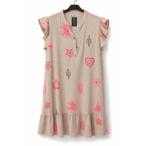 Lisbeth Merrild - Kjole - OneSize - beige m/print
