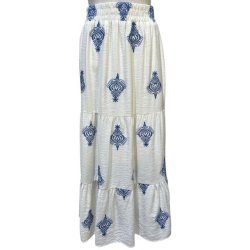 Lisbeth Merrild- Nederdel - hvid med blt mnster 