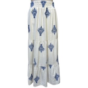 Lisbeth Merrild- Nederdel - hvid med blt mnster 