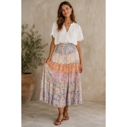Lisbeth Merrild - Nederdel i 100% silke - OneSize - multi farvet
