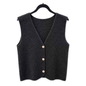 Lisbeth Merrild - Strik Vest - sort - OneSize