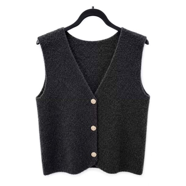 Lisbeth Merrild - Strik Vest - sort - OneSize