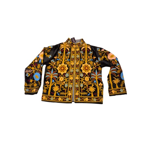 Lisbeth Merrild - Unika Jakke - kort model - sort m/h�ndlavet broderier i forsk. farver - OneSize