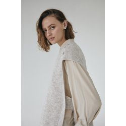 FREEQUENT - FQRANOLA Strik Vest - beige melange med simili knapper