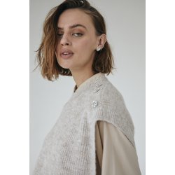 FREEQUENT - FQRANOLA Strik Vest - beige melange med simili knapper