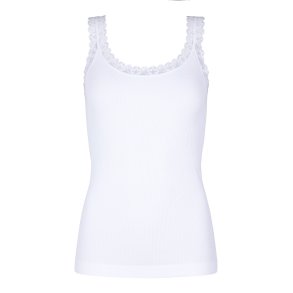 Tim&Simonsen - Frida rib top m/blondekant - hvid